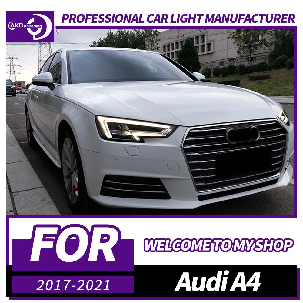 

AKD Head Lamp for Audi A4 B9 LED Headlight 2017-2021 Headlights A4L RS4 S4 DRL Turn Signal High Beam Angel Eye Projector Lens
