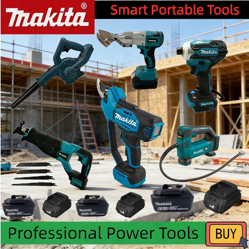 

Многофункциональные портативные аккумуляторные электроинструменты Makita 18В: ударная дрель, аккумуляторный шуруповерт, электрическая сабельная пила