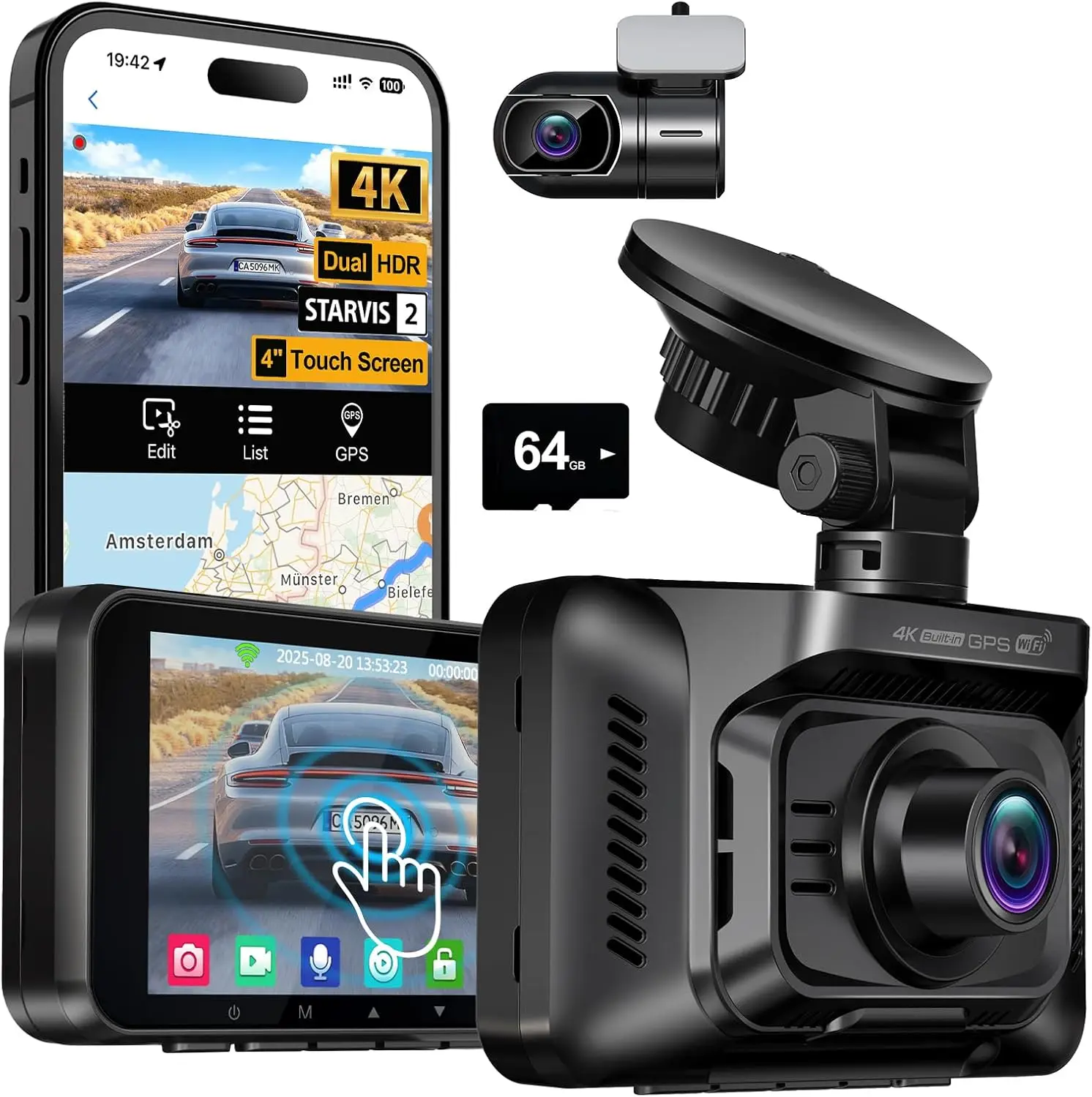 4K Dual Dash Cam Wi… - image