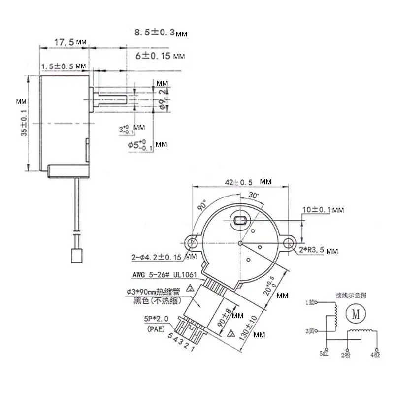 New 35BYJ46 Stepper Reduction Motor DC 12V Four Phase Five Wire Air Conditioning Fan Left and Right Swinging Head Motor