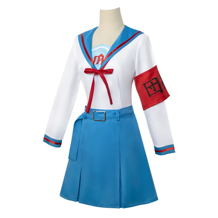 Suzumiya haruhi cosplay anime kein yuuutsu cosplay mädchen jk uniform top rock outfit perücke halloween karneval halloween outfit cos