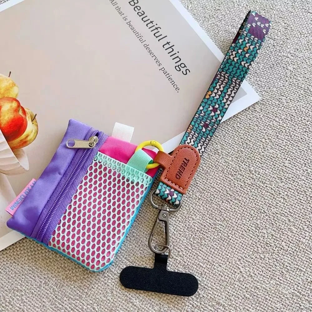With Wrist Strap Earphone Bag Zipper Closure Hand Strap Mini Storage Bag Portable Compact Design Mini Zipper Bag Travel