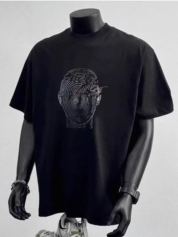 

Тяжелый чистый хлопок, большие размеры 300, модная брендовая мужская футболка с креативным принтом ort Sve, летняя свободная футболка Haome...