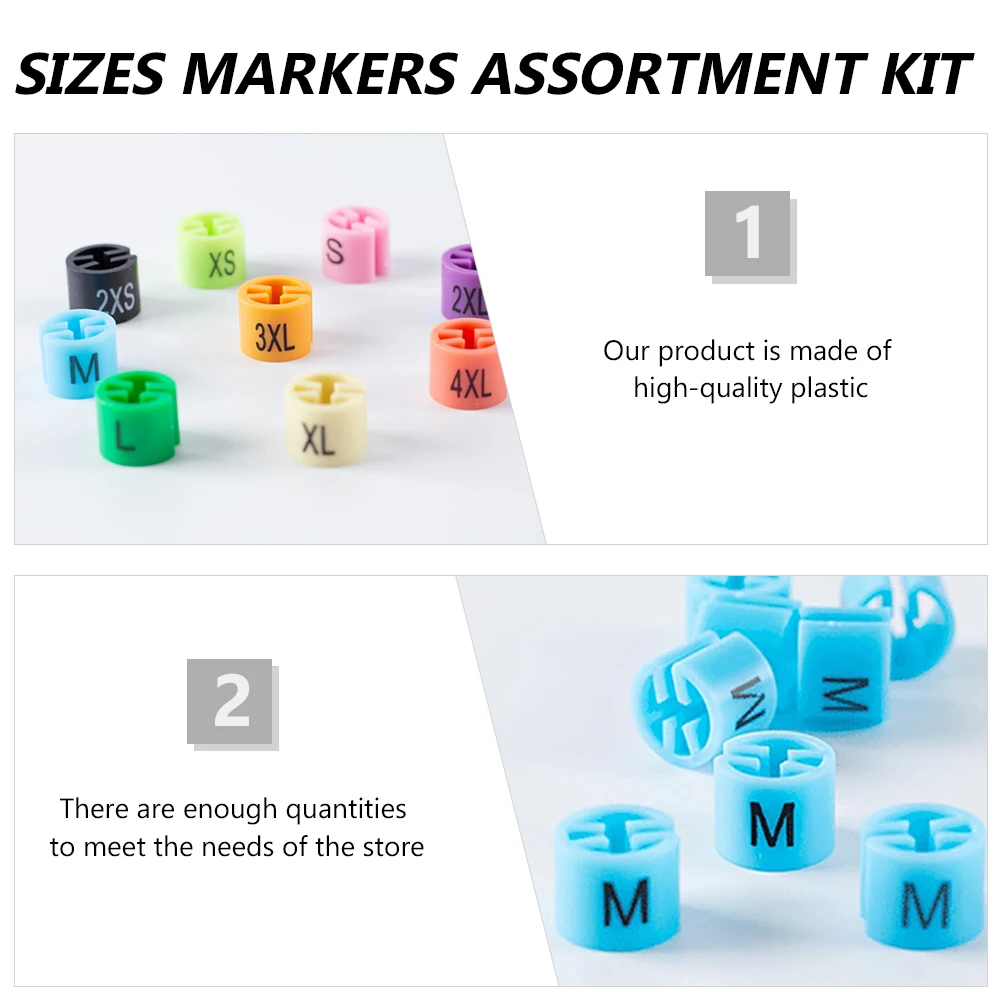 

90pcs Size Buckle Color Coded Hanger Markers Plastic Garment Tags Clothes XXS 4XL Assortment Kit Quality Storage