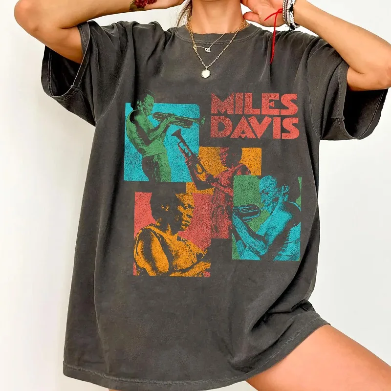 Miles Davis, camiseta tromba, Maglietta Jazz Summer, camiseta holgada y transpirable para hombres y mujeres