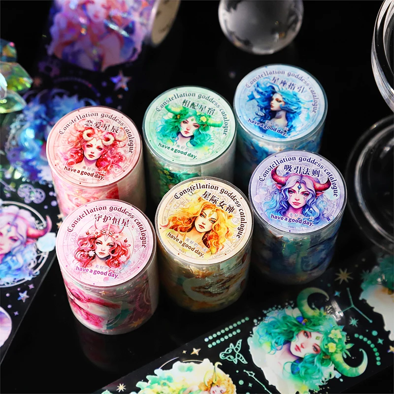 1Roll 2M Tape PET constellation goddess DIY Decoration Masking Tapes handbook material loop paste Diary Scrapbook 50mm*2M