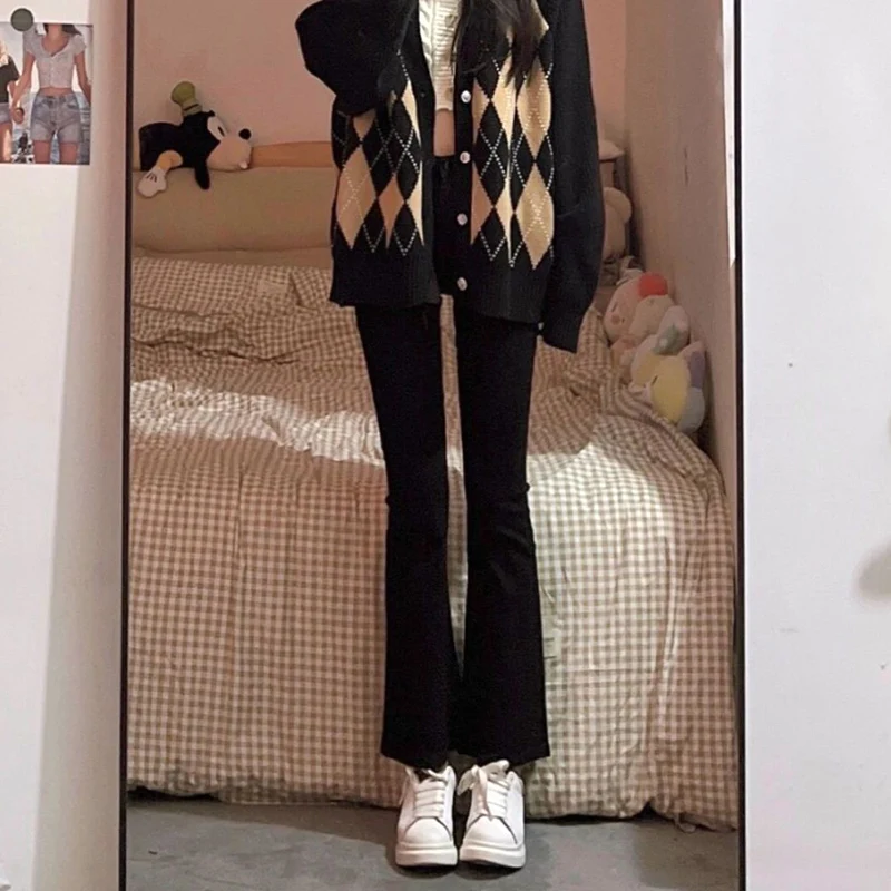 

High Waist Bell Bottom Jeans Women's Miniature Hot Girl Design Black Slimming Nine Point Hoof Spring Autumn Denim Pants