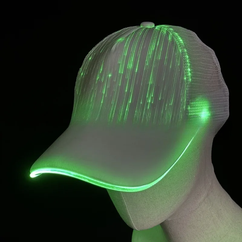 

Plain weave skirt baseball net cap LED luminous cap jumping disco concert fiber