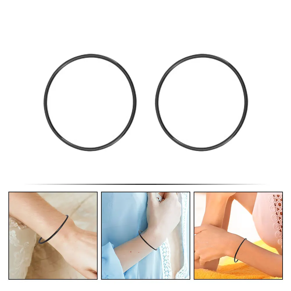 

12pcs Black Silicone Hand Circles Unisex Elastic Bands Simple Design Comfortable Fit Durable Wear Resistant Wristbands