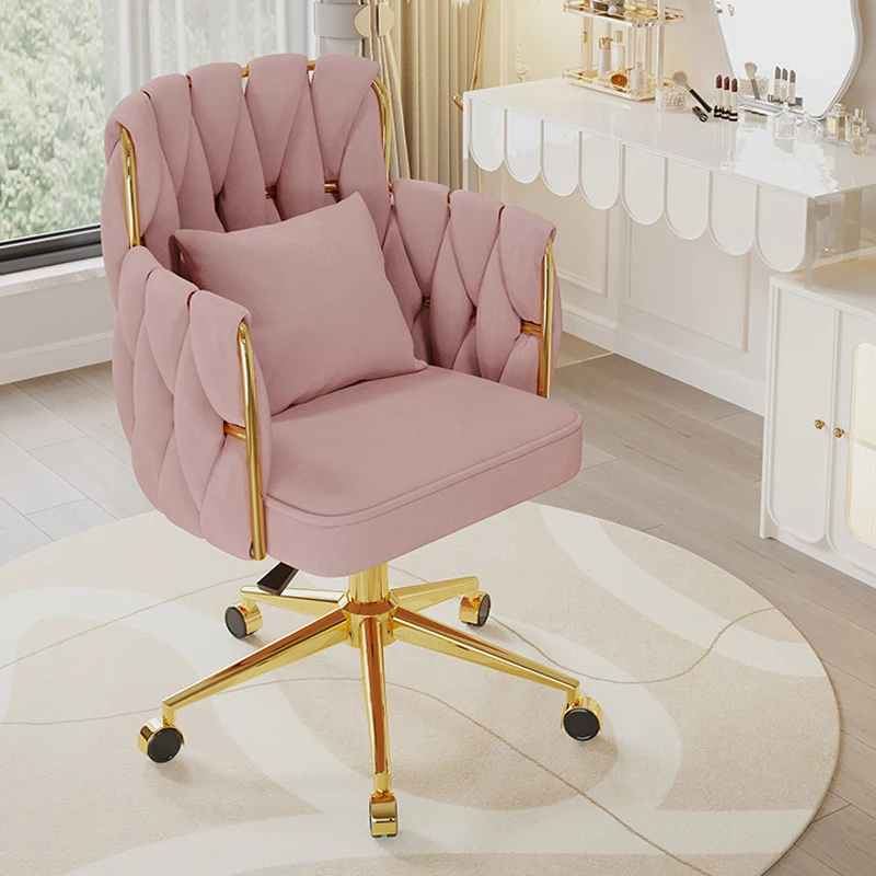 Light Luxury Velvet Office Chairs Modern Backrest Comfortable Chairs For Nail Salon Dressing Table Armchair Living Room Chair