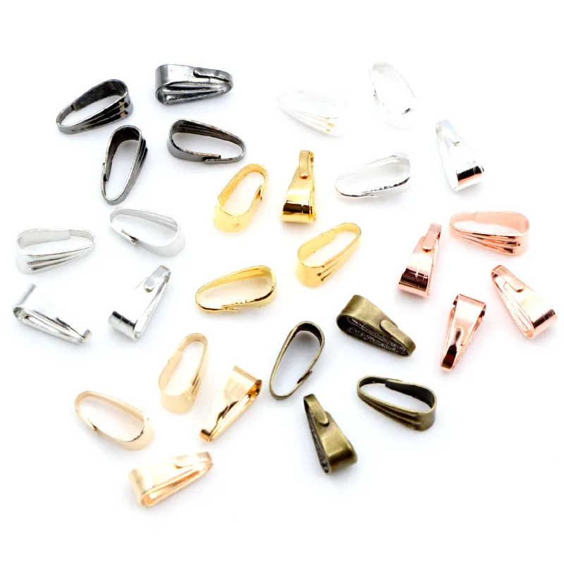 100pcs 9*4mm Multi-Colors Pendant Necklace Buckle Clasp Connectors For Cameo Tray DIY Jewelry Making Findings Accessories