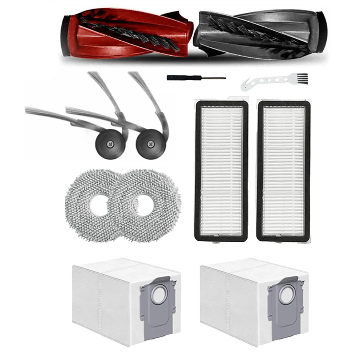 قطع غيار ABKR لـ Roborock Qrevo Curve/P20 Pro Robot Vacuum المرفقات فرش جانبية رئيسية أكياس الغبار مرشحات مناديل