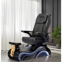 Nail Salon Furniture Equipment Black Golden Electric Reclining Massage Manicure Foot Spa Luxury Pedicure Chairs With Led Lights
