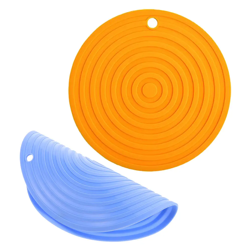 

2pcs Heat Resistant Silicone Round Pads Insulation Table Mat Anti Scalding Bowl Protector Kitchen Countertop Dining Placemat Pet