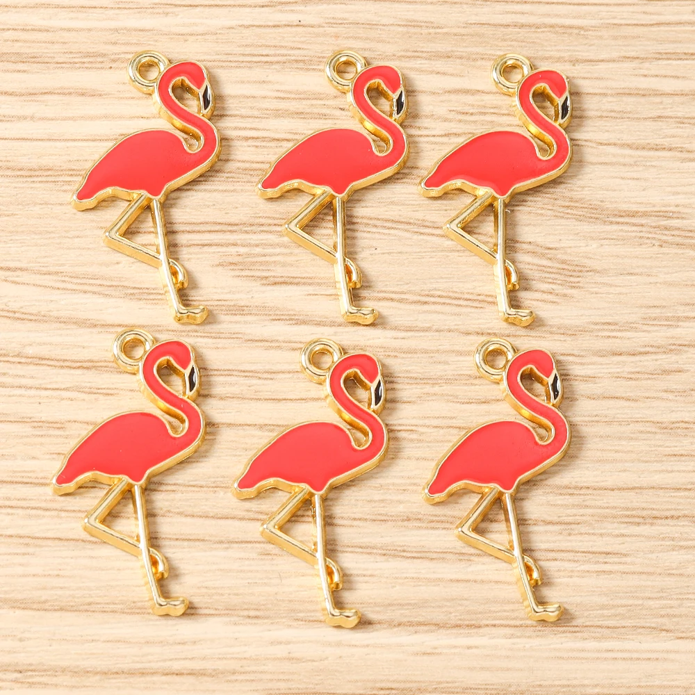 Tusember - 10 piezas de dijes de flamenco rojo para hacer joyas, collares, pendientes, pulseras, manualidades DIY