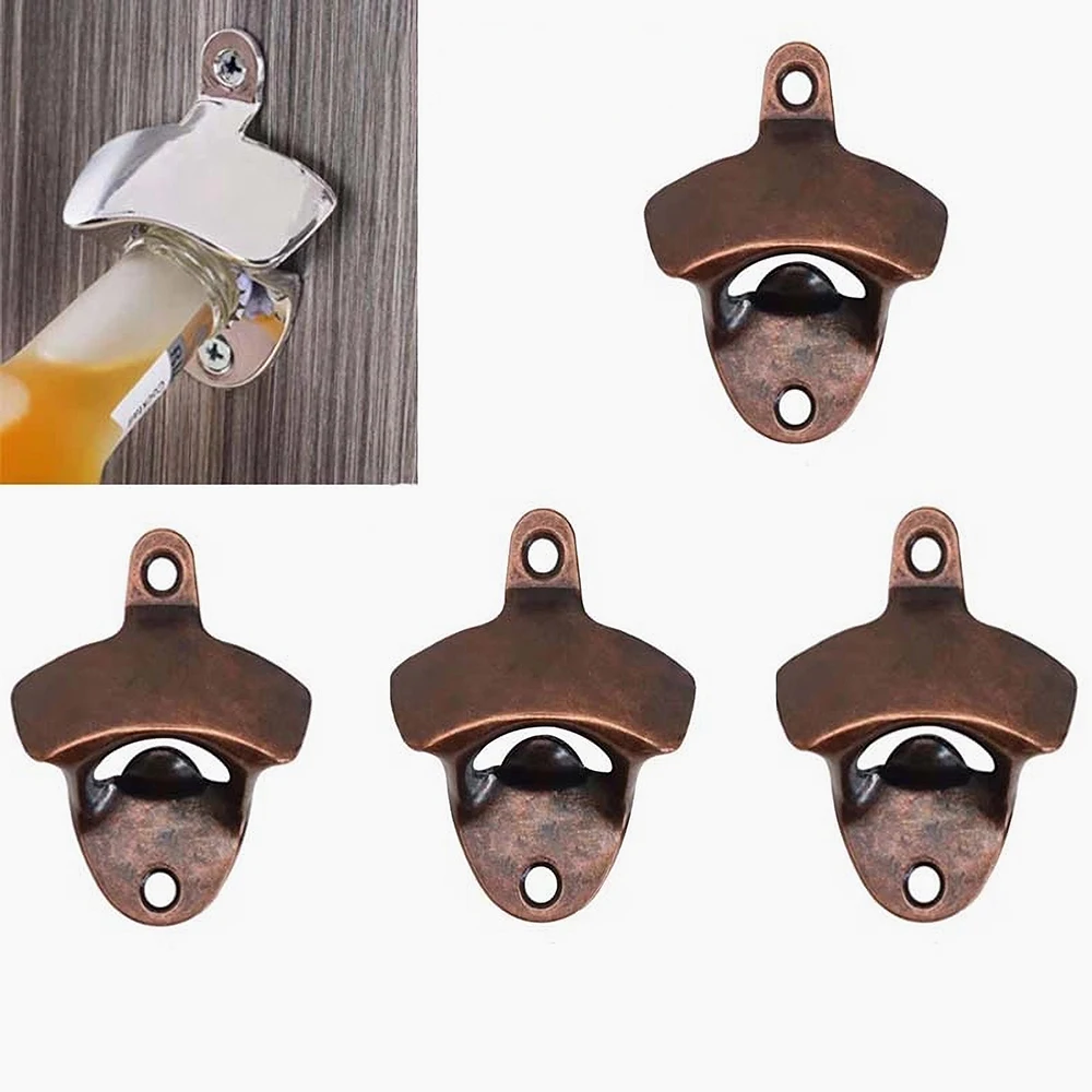 

50 шт., винтажная настенная открывалка для пивных бутылок, цинковый сплав, открытый набор кухонных бутылок, бронзовый декоративный настенный штопор