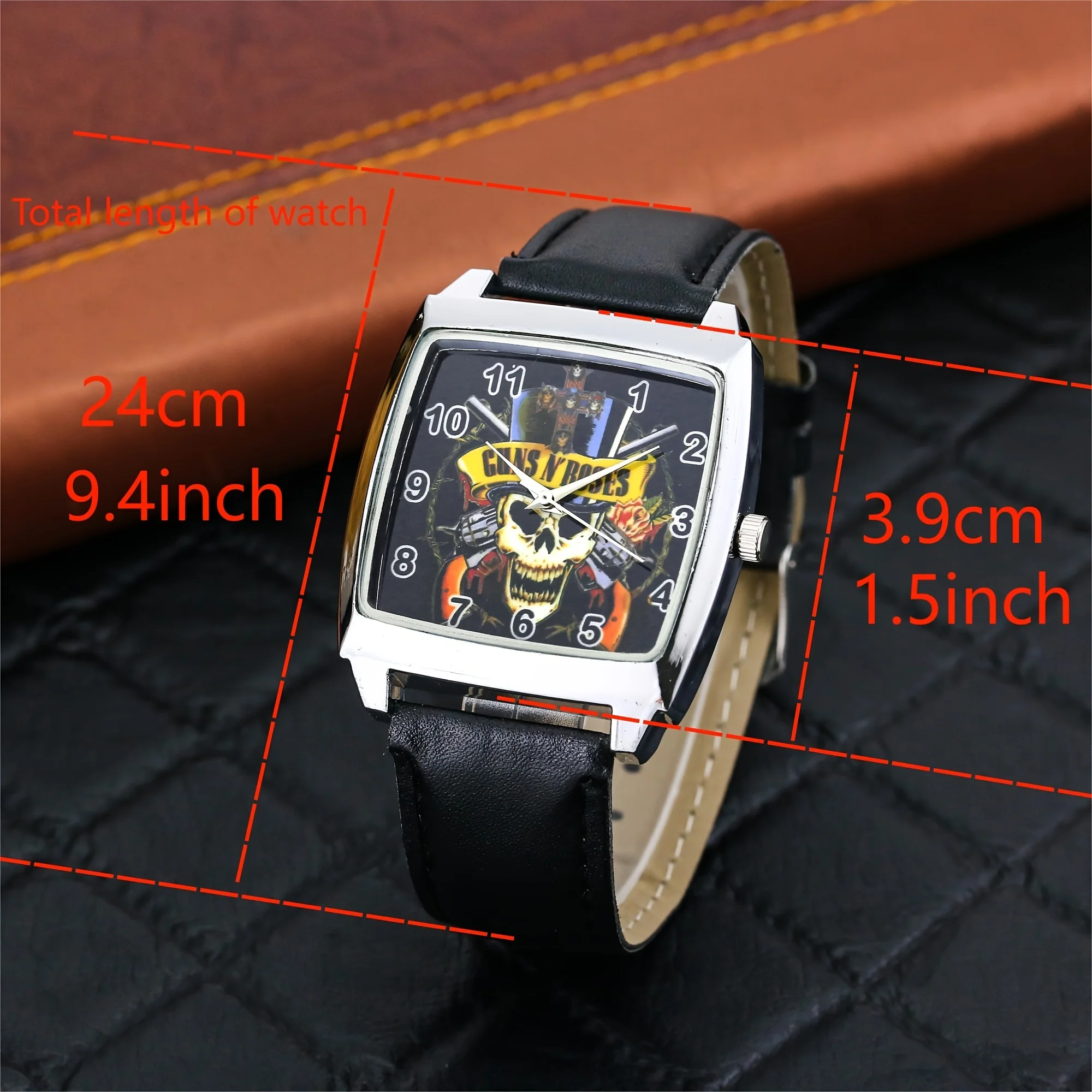 Dual Gun Skeleton Men\'s and Women\'s Fashion Trendy Watch Wine Barrel Type Watch Belt Quartz Watch