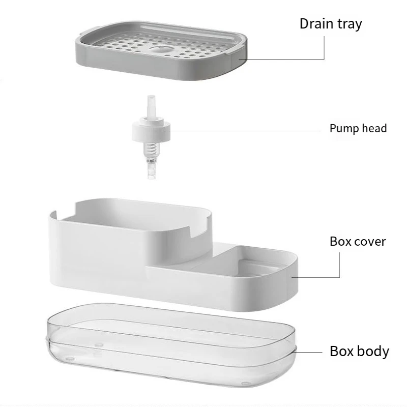 Kitchen Soap Dispenser With Sponge Holder Multifunctional Soap Box Soap And Sponge-Caddy