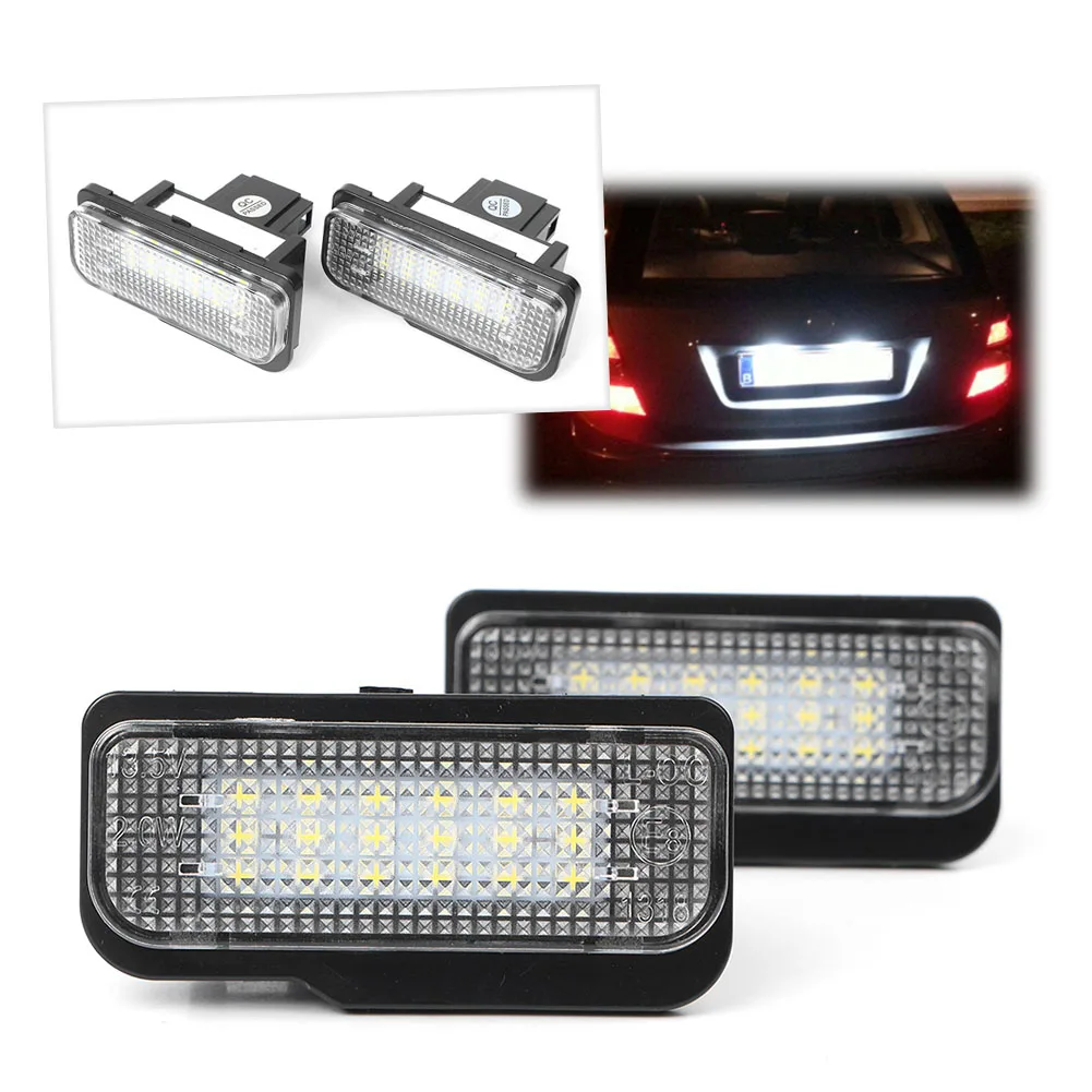 2Pcs Car License Number Plate Lamp LED Light For Mercedes Benz C E CLS SLK Class W203 W211 S211 W219 R217 E55 E63