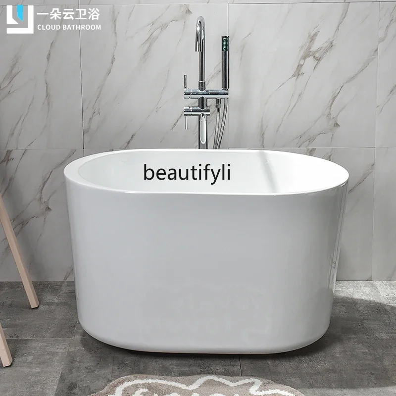 Acrylic freestanding small bathtub household adult bathroom bath tank curved bathtub