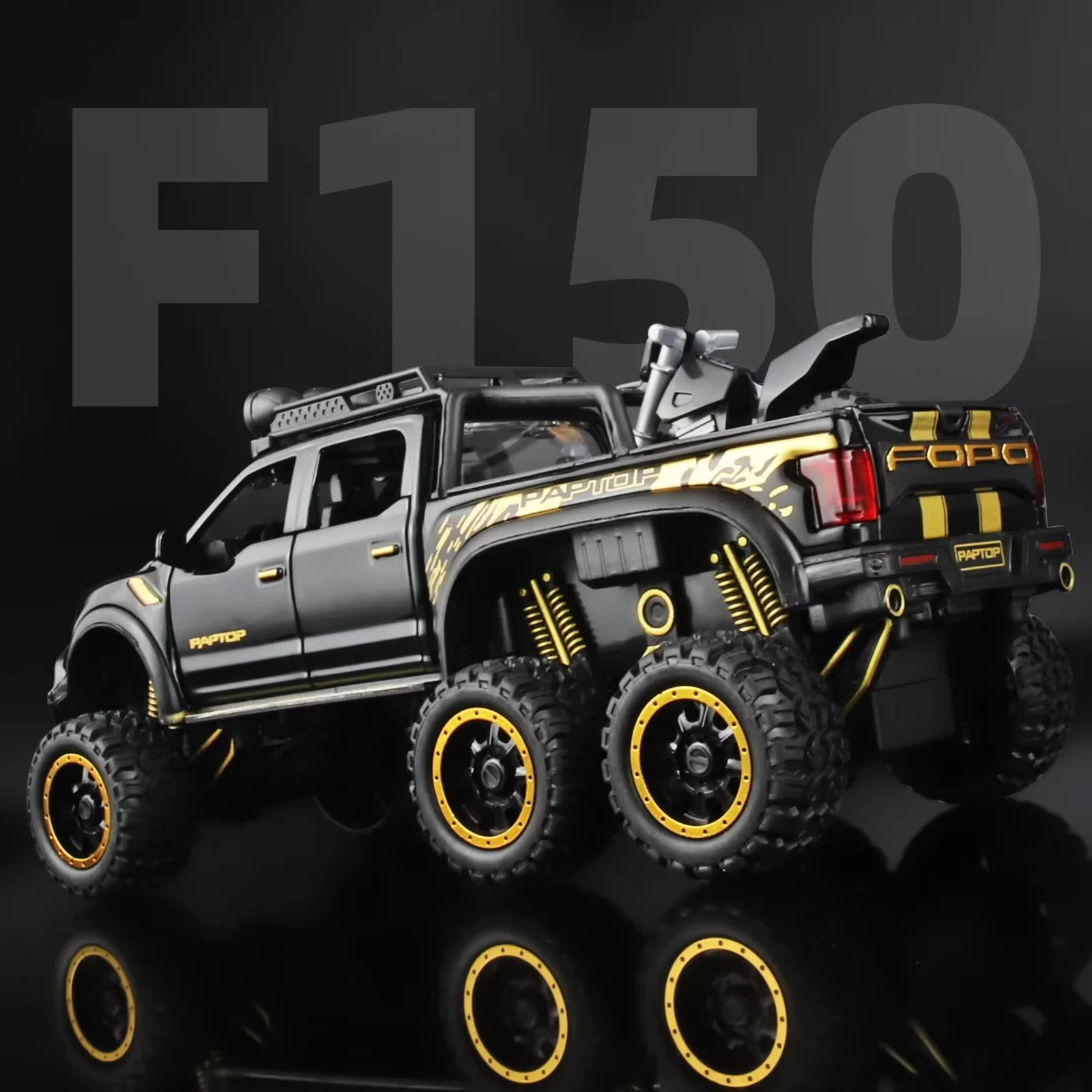 1:24 Pickup Trucks for Boys F150 Raptor Diecast Metal Model Car Toys with Sound and Light for Kids Age 3 Year Christmas Gifts