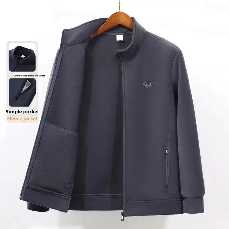 Veste polaire sportive ample et confortable pour hommes, veste de pêche à la mode, polyvalente, tendance, col montant, chaude, rembourrée en coton
