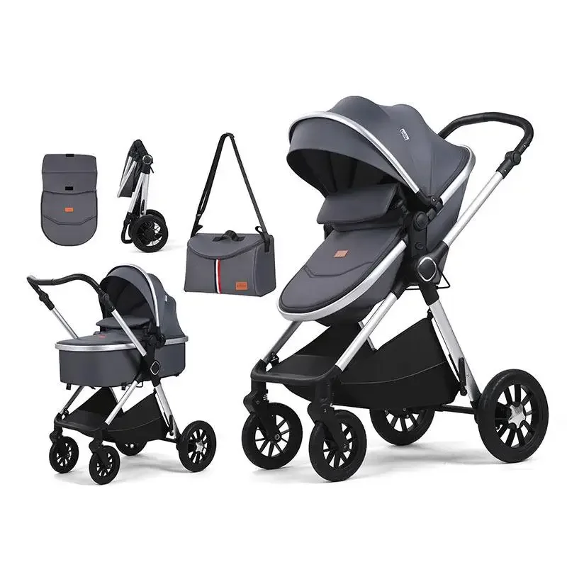 3-in-1 portable stroller, foldable safe and portable with car seat, suitable for children aged 0-3 years