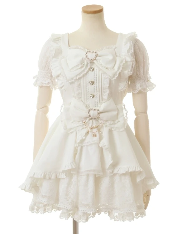 Conjunto de vestido de princesa Lolita de estilo japonés, traje de manga corta con lazo grande y pantalones cortos, primavera y verano