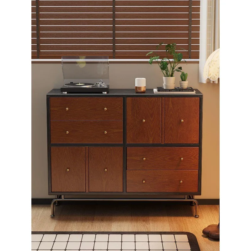 Medieval style cabinet, solid wood eight-bucket room, simple storage in the bedroom, integrated dining side cabinet,