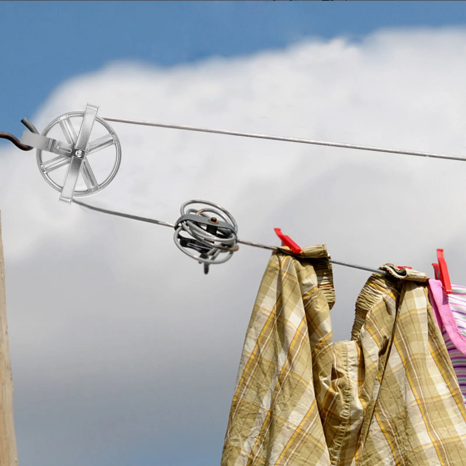 Heavy Duty Deep Groove Clothesline Outdoor Laundry Drying Line Replacement Wall Mounted Rope Pulley System Non-Slip Reusable For