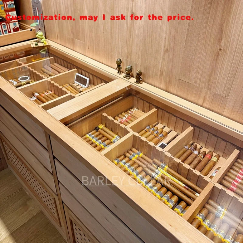 

На заказ. Винтаж на заказ из цельного дерева BARLEY Сигар Хьюмидор Мебель Освещение Магазин Витрина Сигар Шкаф для домашнего использования