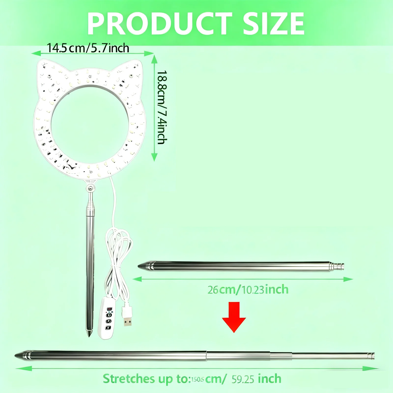 ضوء نمو كامل الطيف على شكل قطة، وعاء ضوء نباتي داخلي، 10 سطوع قابل للتعديل، 3 أوضاع ألوان، ارتفاع قابل للتعديل #3