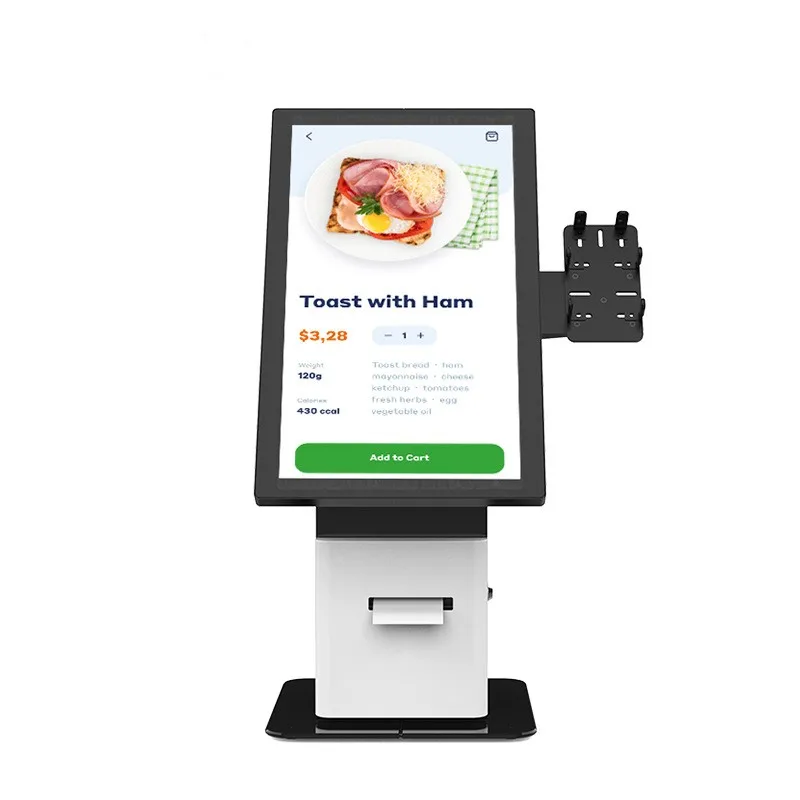 17 19 21.5 inch LCD screen floor-to-ceiling self-service ordering kiosk thermal printer wall-mounted bill payment kiosk