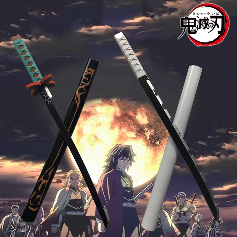 72CM Kimetsu no Yaiba Original Katana Cosplay Hashibira Inosuke Demon Slayer Sword Zenitsu Kyoujurou Tanjiro Swords Toy Rubber
