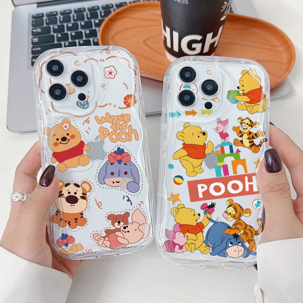 Disneys P-Pooh Piglet Phone Case for Samsung Galaxy S25 S24 S23 S22 S21 Ultra Plus 5G S20 FE 3D Creamy Wave Soft Clear Cover