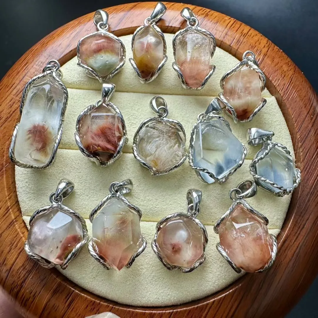 

1 шт., натуральная красочная кроличья шерсть, рутилированный кварцевый кулон, стерлинговое серебро 925 пробы, неправильная форма, рейки, целебный камень, ювелирные изделия для женщин