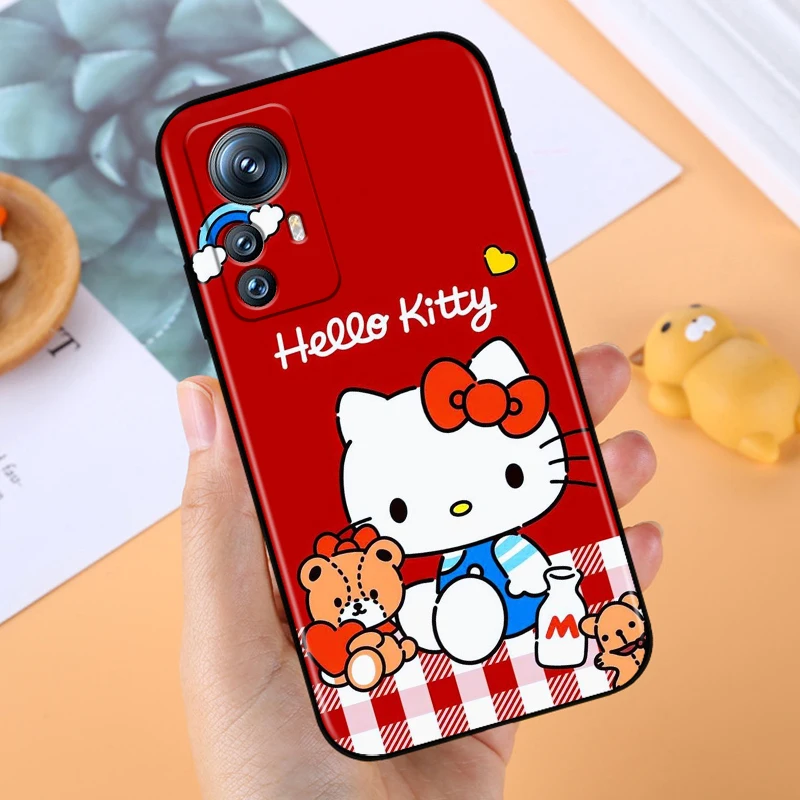 Sanrio Hello Kitty Cute Cartoon For Xiaomi Mi 14 13T 13 12T 12 11T 11i 11 10T 10 Pro Lite Ultra 5G Black Back Phone Case