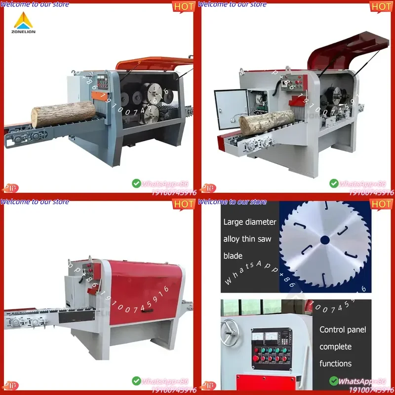 2026Hot Woodworking Multiple Wood Electric Multi-blade Saw Round Wood Multi Blade Rip Saw Wood Cutting Machine