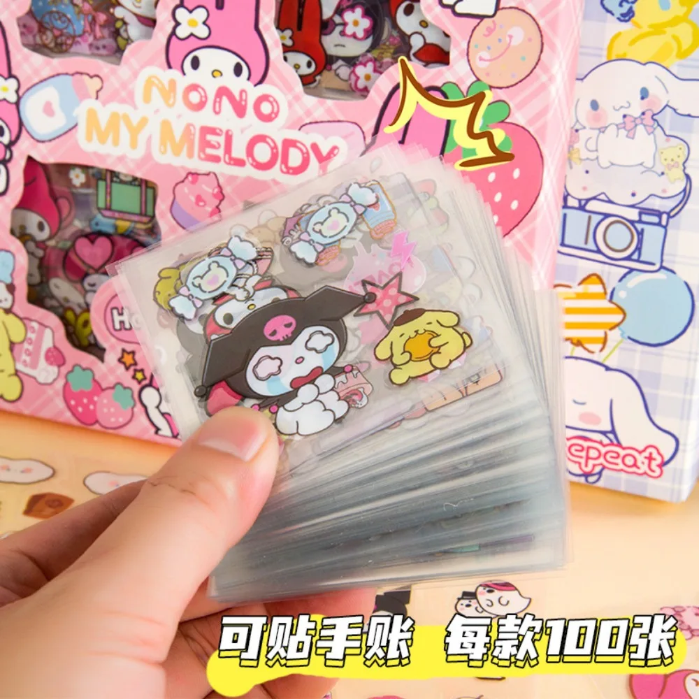 

Sanrio Cinnamoroll Kuromi Anime Kawaii Material Ledger Stickers Cute Cartoon My Melody Creative Diy Sticker Gifts for Kids