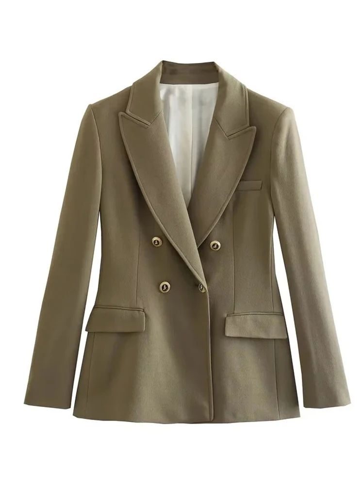 Casaco feminino trespassado fino terno, casaco de terno vintage, ternos elegantes senhora do escritório, moda feminina manga longa Outerwear