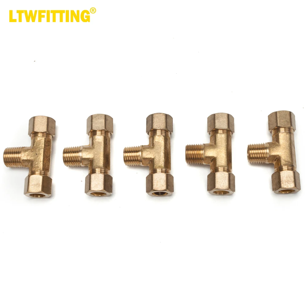 

LTWFITTING Brass 3/8-Inch OD x 3/8-Inch OD x 1/4-Inch Male NPT Compression Branch Tee Fitting(Pack of 5)