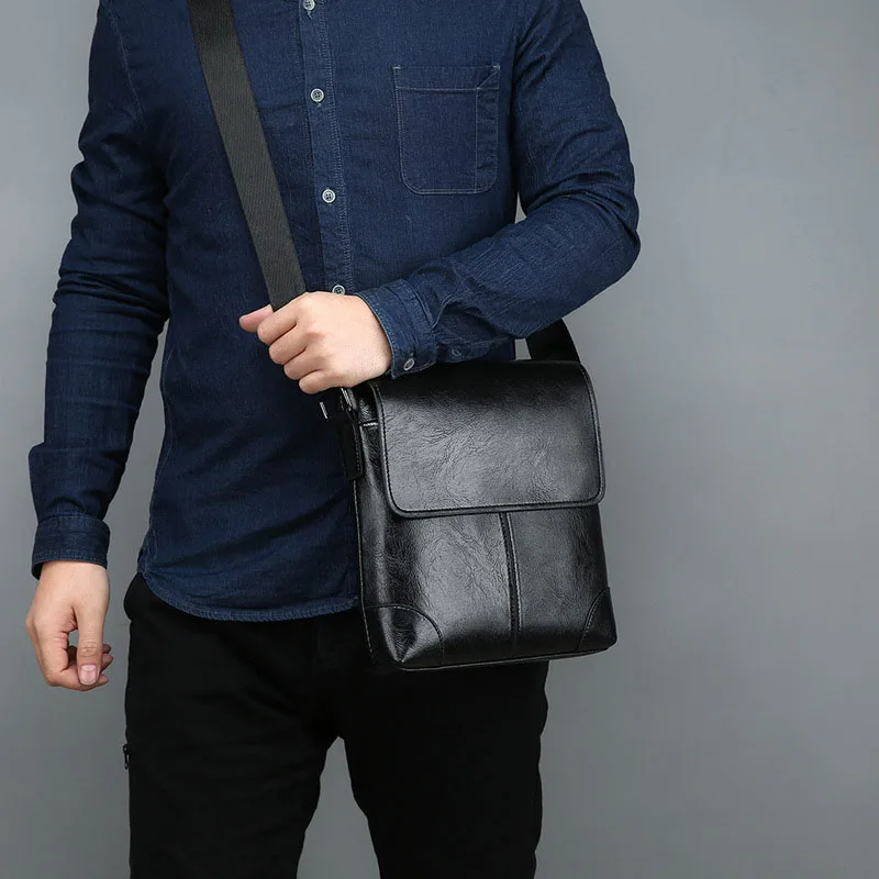 Fashion Men's Bags Handbag PU Leather Male Purse Small Shoulder Crossbody Bag Stylish Elegant Men's Bags Messenger Bag Bolsa