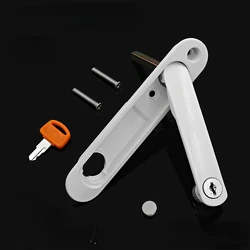White/Black Zinc Alloy Hidden Window Handle with Key Windows Hardware Accessories Screen handle with stainless steel screws