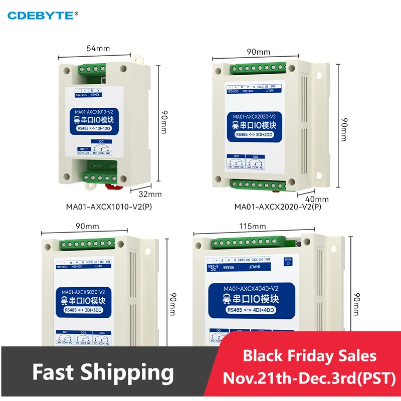 Modul Jaringan I/O Port Seri RS485 DI+DO Kelas Industri CDEBYTE MA01 Seri Baru Standar Isolasi Protokol Modbus RTU