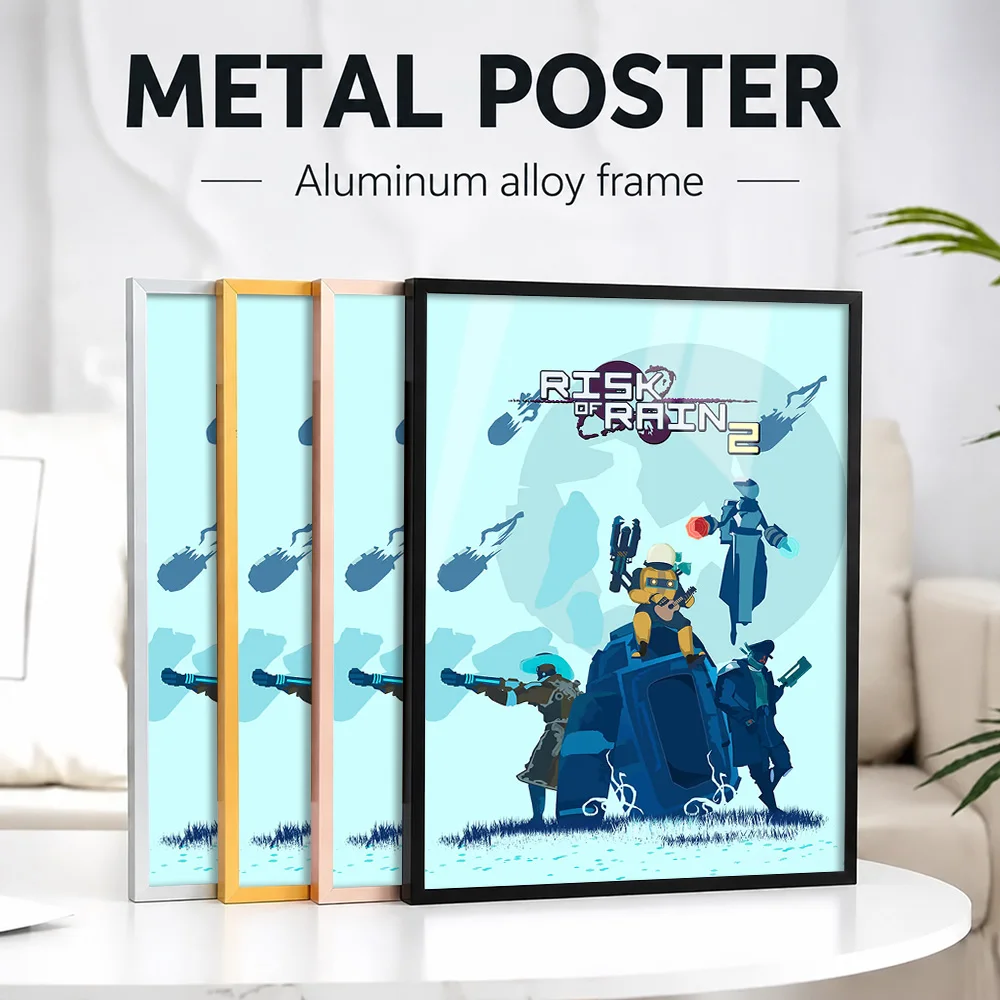 Risk Of Rain 2 Game Framed Aluminum Metal Poster Customized Photo Modern Mission Style Wall Art For Studio Technology Fan Gift