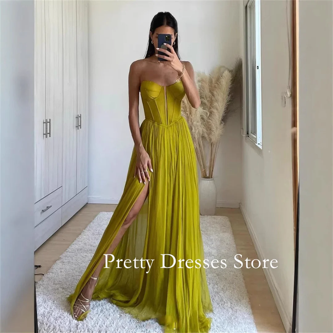 

Sweetheart Evening Dresses Customized Chiffon Floor Length Ruched Side Slit Party Prom Gowns Formal vestidos de fiesta