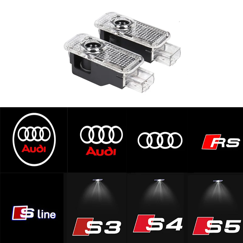 2 Stück für Audi RS Q3 Q7 S3 S4 S5 S6 A3 A4 B8 8P 8V A6 C7 A5 Q5 B7 B6 B9 SLINE QUATTRO Auto-Türbeleuchtung LED HD Projektorlampe