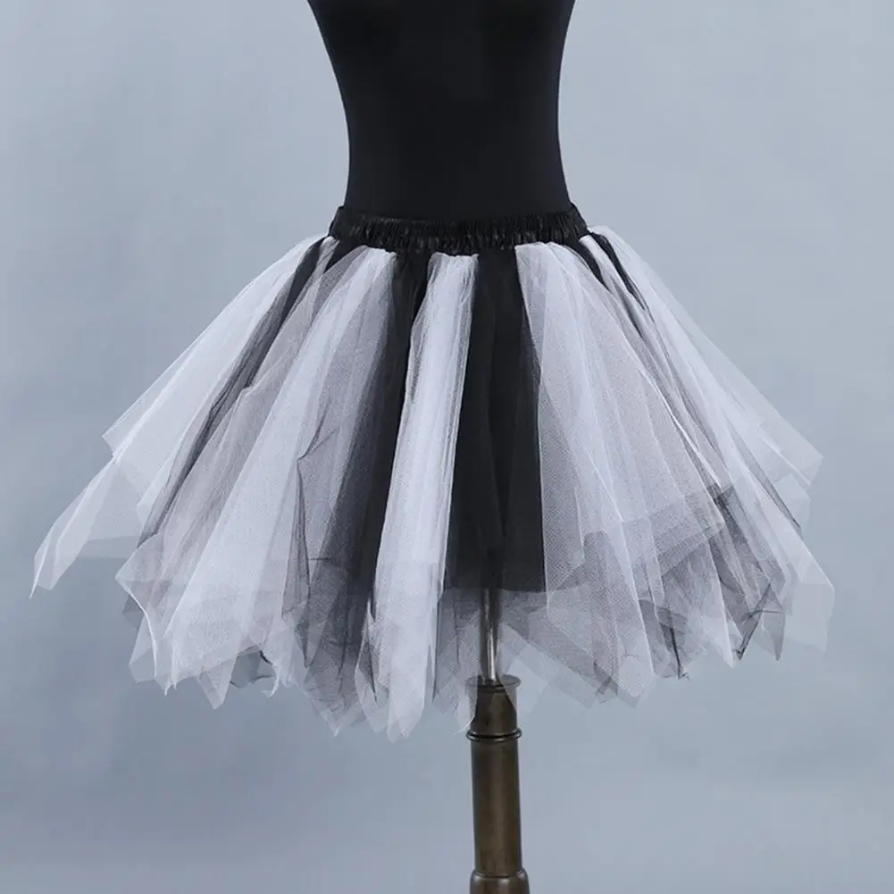 Soft Tulle Skirt Multi-layered Candy Color Women's Skirt with High Elastic Waist Fluffy Gauze Dancing Performance