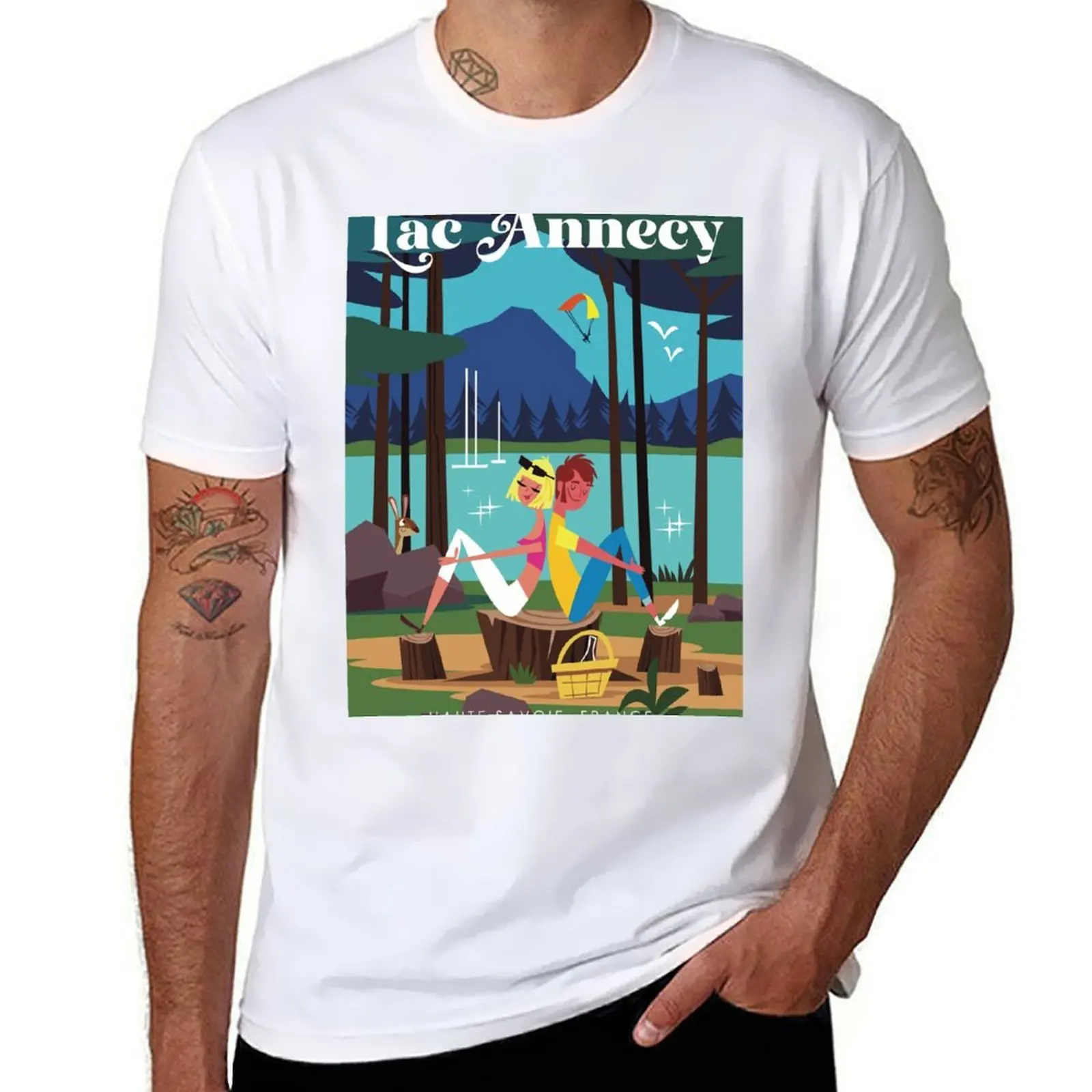 

Lac Annecy T-Shirt cotton tshirt 100% t shirt men 100% cotton luxury brand T-Shirt