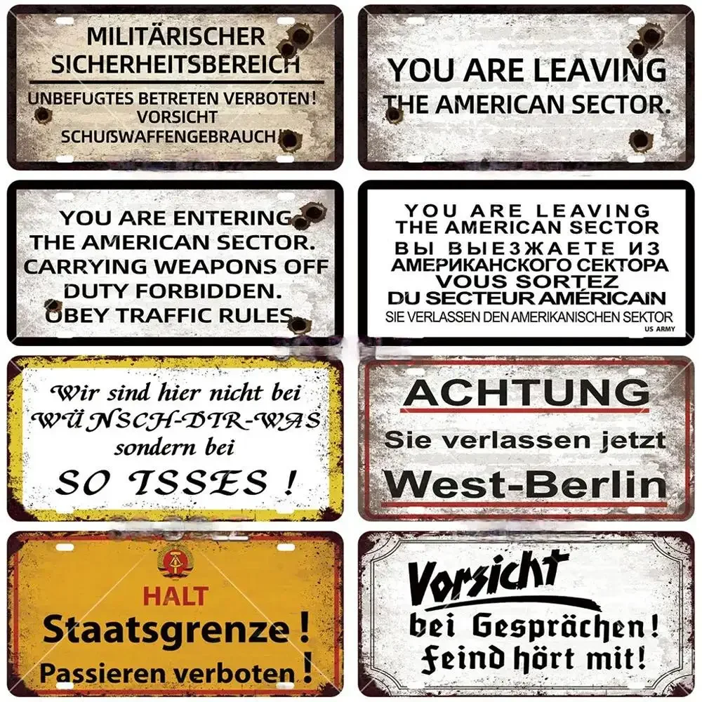 Vintage Berlin City Plate War Tin Sign Store Bar Metal Sign Home Club Man Cave Pub Decor Painting Plaques Poster Wall Decoration